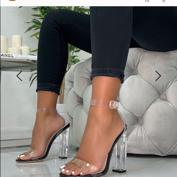 Shoes | Simmi London Heels Clear Heel Black Snake Vera | Poshmark